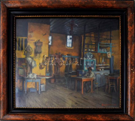 Negosanu, Grigore (1885 - 1953): Kocsma Nagybányán. Olaj, vászon. jelzett, üvegezett keretben. 62x52 cm