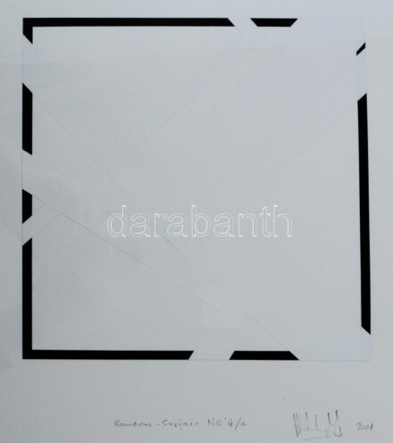 Wolsky András (1969-): Random-surface No. 4/A, 2021. Akril, kollázs, papír, jelzett. Üvegezett fakeretben. 21x21 cm. Lapméret: 50x40 cm / acrylic and collage on paper. Signed. Framed. 21x21 cm. Sheet size: 50x40 cm