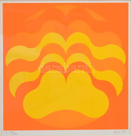 Fajó János (1937-2018): Formaünnep, 1987. Szitanyomat, papír, jelzett. Számozott: 49/130. 31,5x31,5 cm. Üvegezett fakeretben. / János/Jan Fajó (1937-2018): Formaünnep, 1987. Serigraphy on paper, signed, numbered: 49/130. 31,5x31,5 cm. Framed.