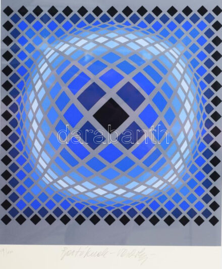 Victor Vasarely (1908-1997): Bartóknak. Szitanyomat, papír, jelzett, számozott (49/100), üvegezett fakeretben, 36×31 cm/ serigraphy on paper, signed, numbered (49/100), framed