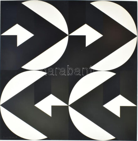 Kocsis Imre (1937-1991): Geometrikus kompozíció, 1971. Szitanyomat, karton. Jelezve balra lent. Hátoldalán számozott (III/5) és apró felületi sérüléssel. 56x56 cm. Rendkívül ritka és korai alkotás az életműből, gyűjtői darab! / Screenprint on paper, signed, numbered (III/5) on the reverse, with minor surface damage on the