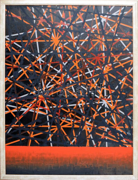 Haraszty István (1934-2022): Sziporka II, 2010. Akril, farost, jelezve jobbra lent, a hátoldalán autográf felirattal, fakeretben, 80×60 cm. / acrylic on fiberboard, signed lower right, with autograph description on the reverse, framed