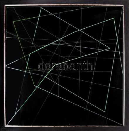 Zalavári József (1955-): Geometria (cím nélkül), 1980. Ceruza, papír, jelzett a hátoldalán. Üvegezett fakeretben. 70x70 cm / pencil on paper, signed on the reverse, framed