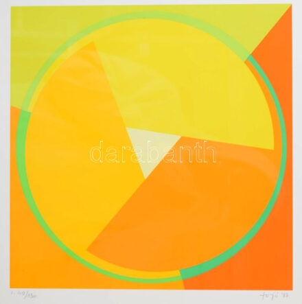 Fajó János (1937-2018): Forgó III., 1987. Szitanyomat, papír, jelzett. Számozott: 40/130. 31,5x31,5 cm. Üvegezett fakeretben. / János/Jan Fajó (1937-2018): Forgó III., 1987. Serigraphy on paper, signed, numbered: 40/130. 31,5x31,5 cm. Framed.