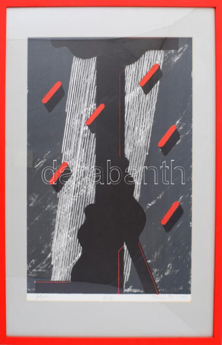 Deim Pál (1932-2016): Golgota, 1989. Szitanyomat, papír, jelzett, számozott: IX/XV. Üvegezett fakeretben, 52×33,5 cm.