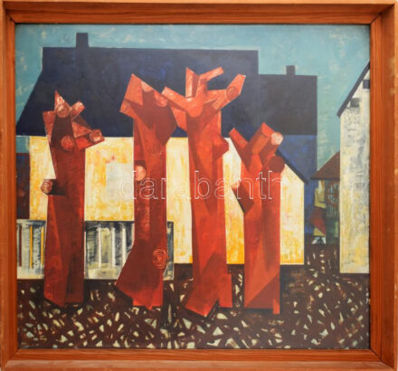 Ficzere László (1910-1967): Miskolc, Csabai kapu 22. Olaj, farost 70x80 cm Üvegezett keretben