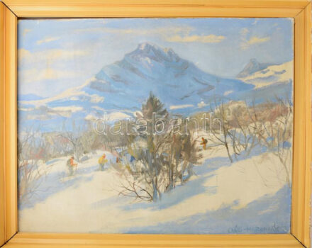 Csáki-Maronyák József (1910-2002): Svájci táj. Olaj, vászon. Jelezve jobbra lent. Fakeretben. 80x100 cm. KIZÁRÓLAG SZEMÉLYES ÁTVÉTEL, NEM POSTÁZZUK!/ József Csáki-Maronyák (1910-2002): Swiss landscape. Oil on canvas, signed lower right, framed. ONLY PERSONAL COLLECTION IN OUR