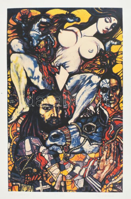 Péli Tamás (1948-1994): Kaleidoszkóp. Művészi nyomat, papír, jelzett, művészpéldány EA 3/20 számozással. 47x30 cm. Ritka! Lap bal felső sarkában kisebb ázásnyommal.