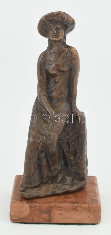 Borsos Miklós (1906-1990): Emma. Bronz, márvány talapzaton, jelzett, m: 20 cm