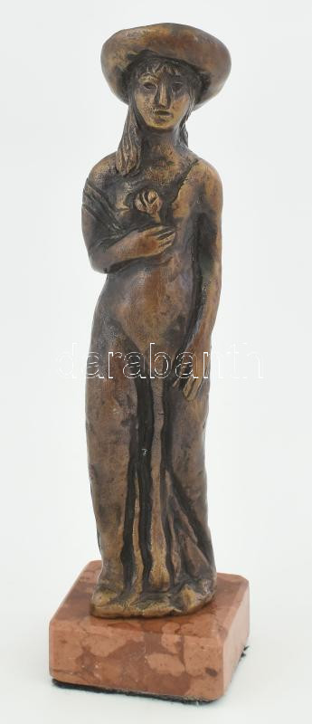 Borsos Miklós (1906-1990): Flóra. Bronz, márvány talapzaton, jelzett, m: 19 cm