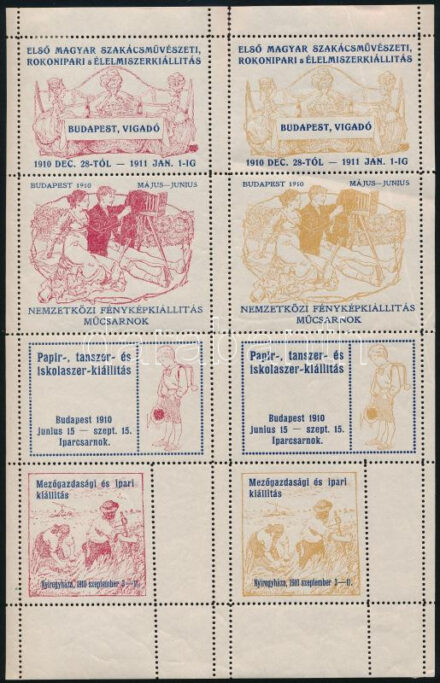 1910 4 féle kiállítási levélzáró kisívben