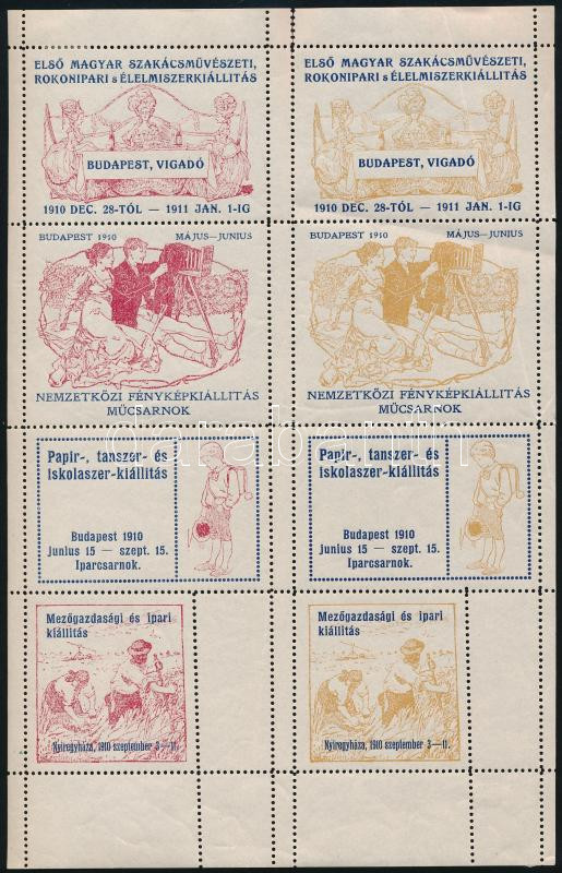 1910 4 féle kiállítási levélzáró kisívben