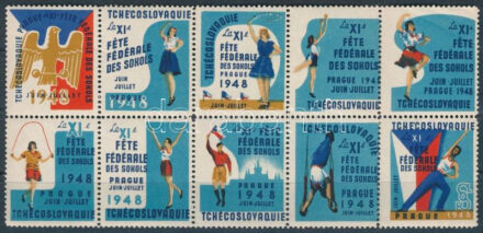 1948 Csehszlovák levélzáró 10-es tömb
