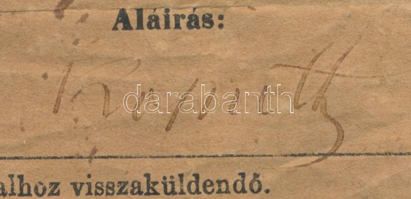1868 Kossuth Lajos (1802-1894) államférfi (az 1848-49-es forradalom és szabadságharc idején a Batthyány-kormány pénzügyminisztere, a Honvédelmi Bizottmány elnöke, Magyarország kormányzó-elnöke) autográf aláírása tértivevényen (Öcsödről Torinóba neki küldött levélről), 2x5kr bélyeggel, "ÖCSÖD", ill. a hátoldalon "VENEZIA" - "ÖCSÖD" - Image 2