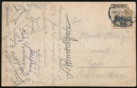 1920 Az FTC Ferencváros labdarúgócsapat fényképe a játékosok aláírásával Szabó József, Kertész, Tóth, Nicholsberger. Takács Géza. stb /         1920 Photo of the FTC Ferencváros football team with the signatures of the players: József Szabó, Kertész, Tóth, Nicholsberger. Géza Takács.