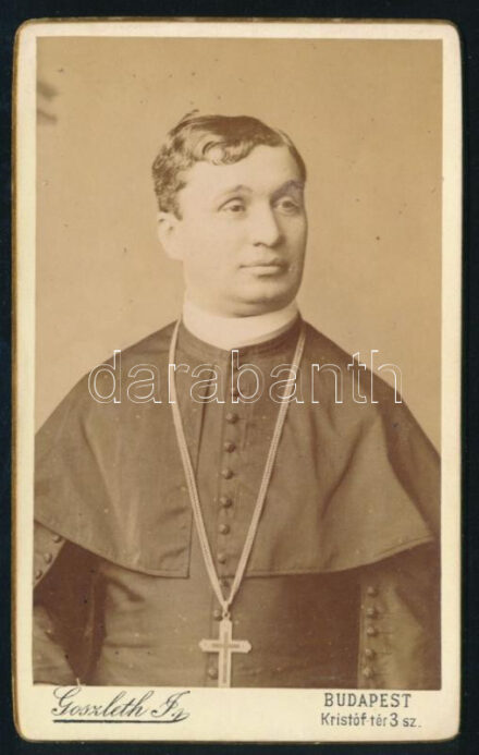 cca 1885 Bogisich Mihály (1839-1919) zenetörténész, püspök, az MTA levelező tagja, keményhátú fotó Goszleth István budapesti műterméből, 10,5×6,5 cm