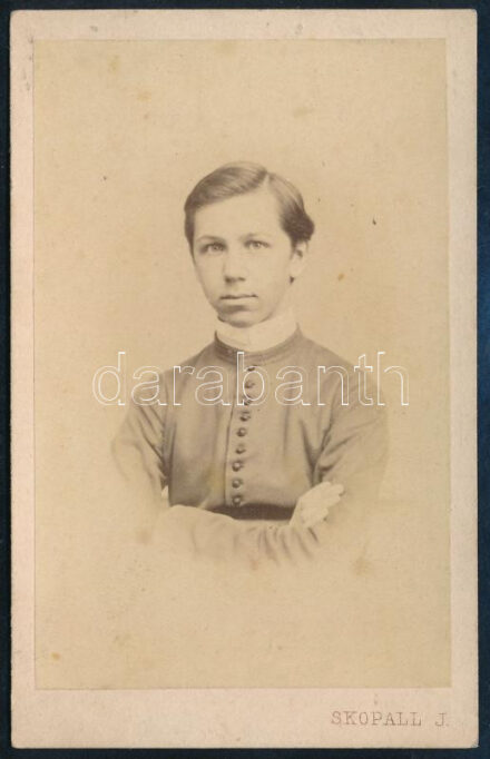 Ruschek Antal (1851-1914) író; kanonok ca 1865 vizitkártya fotó Skopall műterméből
