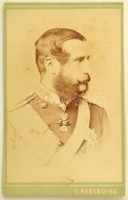 cca 1880 Fülöp, Württemberg hercege (1838-1917) fotója, keményhátú fotó, Emil Rabending bécsi műterméből, körbevágott, 10x6 cm /  cca 1880 Philipp, Duke of Württemberg (1838-1917), board photo, Wien, Enuk Rabending, cut around, 10x6 cm
