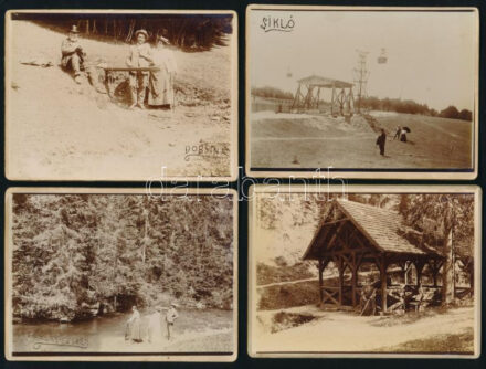 cca 1910 Dobsina és környéke (Felvidék), 4 db keményhátú fotó, 8,5×12 cm
