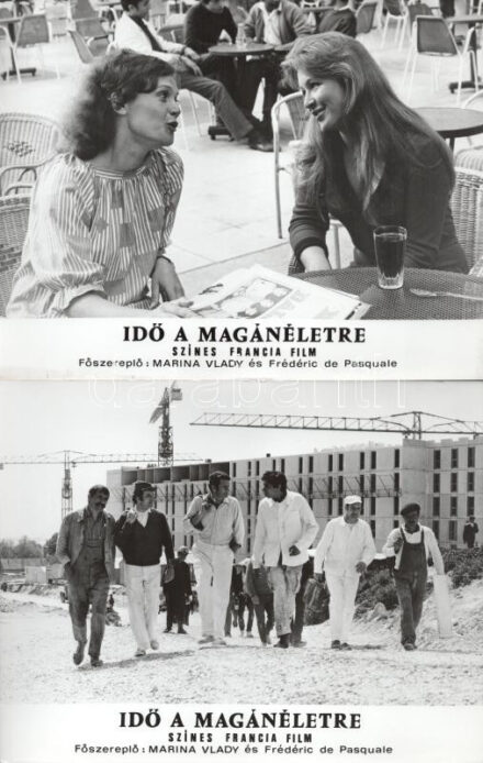 cca 1989 előtt készült, "Idő a magánéletre" című francia film jelenetei és szereplői, 23 db vintage produkciós filmfotó (vitrinfotó, lobbyfotó) ezüst zselatinos fotópapíron, a használatból eredő (esetleges) kisebb hibákkal, 18x24 cm