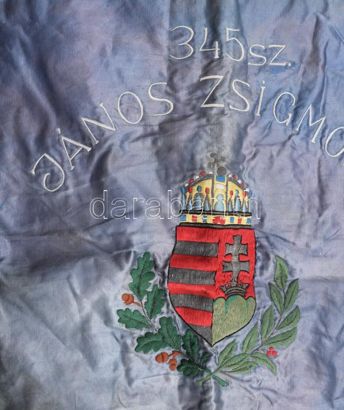 1931 345. számú János Zsigmond Cserkészcsapat apródraja 1931. Selyem, magyar címeres zászló 80x60 cm - Image 2
