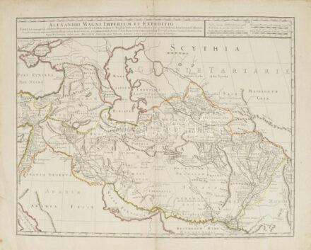 [Nagy Sándor birodalmának rézmetszetű térképe] 1731 Guillaume De L'Isle (1675-1726): Alexandri Magni Imperium et Expeditio... szélén beszakadásokkal. 470 x 840 mm / copper plate map of Sicily 470 x 840 mm