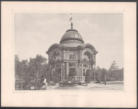 1885 Budapest, Országos Általános Kiállítás pavilonjai - Oetl-féle pavilon, nyomat Kozmata Műintézetéből, 26×33 cm