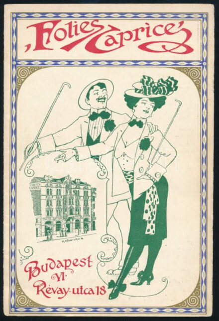 cca 1910-1920 Bp. VI. Révai utca 18., Folies Caprice dekoratív műsorfüzete, reklámokkal