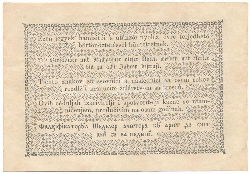 1848. 1Ft "Kossuth bankó" hátoldali szövegben sajtóhiba: a cirillbetűs román szöveg utolsó karakterén ékezethiba T:VF,F szép papír / Hungary 1848. 1 Forint "Kossuth banknote" with typographical error in the Romanian text C:VF,F fine paper Adamo G104h, Krause - Image 2