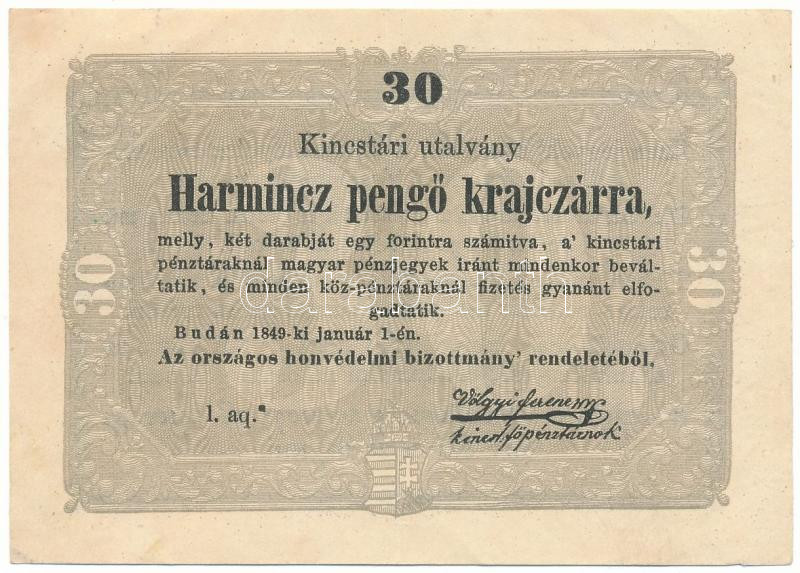 1849. 30Kr "Kossuth bankó" T:VF / Hungary 1849. 30 Krajczár (Kreuzer) C:VF Adamo G103, Krause P#S122