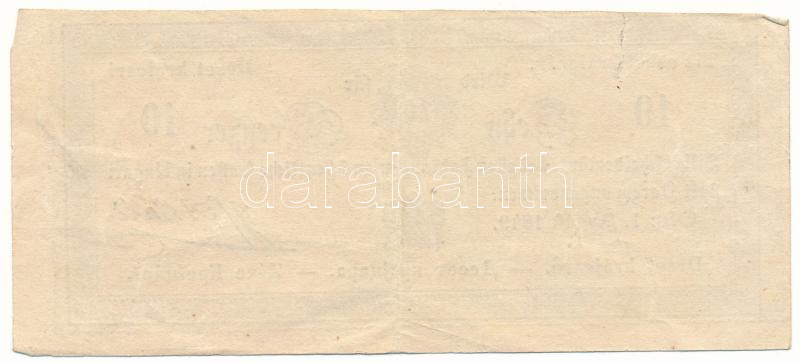 1849. 10kr "Almásy", "F" sorozat T:VF beszakadás, egyébként szép papír / Hungary 1849. 10 Kreuzer "Almásy", with "F" prefix C:VF tear, otherwise fine paper Adamo G101 - Image 2