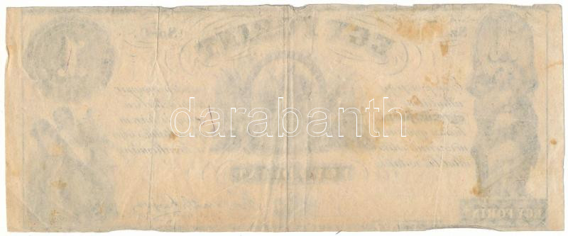 1852. 1Ft "Kossuth bankó", "C" sorozat, kitöltetlen T:F folt / Hungary 1852. 1 Forint "C" prefix, without date or serial number C:F spotted Adamo G122, Krause P#S141 - Image 2
