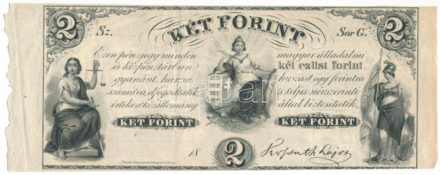 1852. 2Ft "Kossuth bankó", "G" sorozat, kitöltetlen T:F / Hungary 1852. 2 Forint "G" prefix, without date or serial number C:F Adamo G123, Krause P#S142