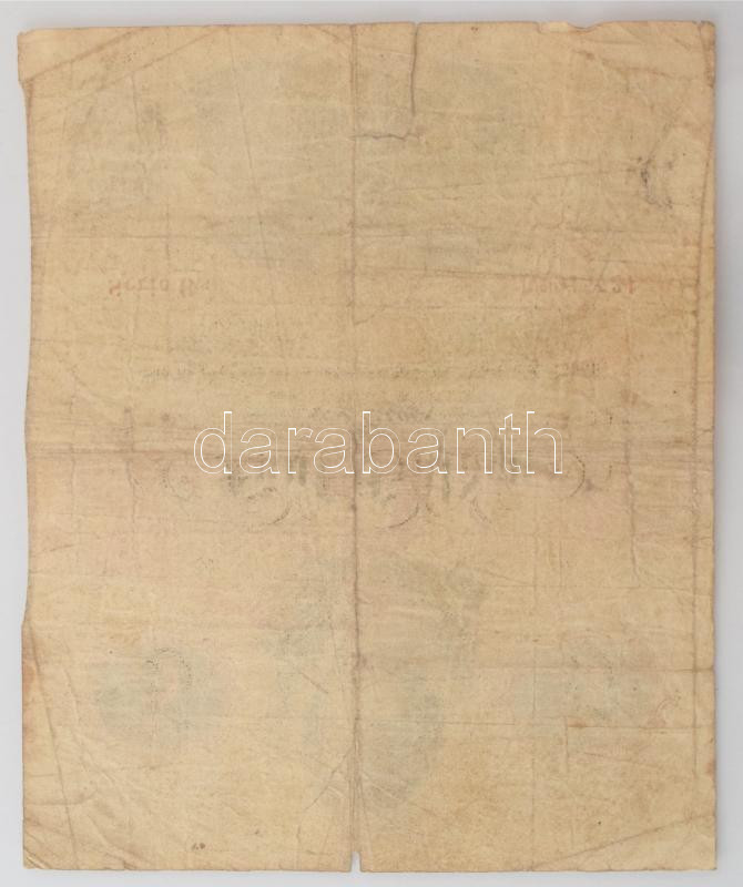 1859. 5G "Bs 915734" vízjeles papíron T:G nagy szakadás / Austrian Empire 1859. 5 Gulden "Bs 915734" on watermarked paper C:G big tear Adamo G91 - Image 2