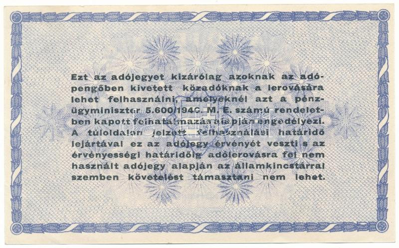 1946. 10.000.000AP vízjel és sorszám nélkül T:AU / Hungary 1946. 10.000.000 Adópengő without watermark and serial number C:AU Adamo P54, Krause 141 - Image 2