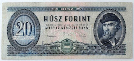 1960. 20Ft "C 076 086222" T:F kopott papír Hungary 1960. 20 Forint "C 076 086222" C:F worn paper Adamo F12, Krause 169.b
