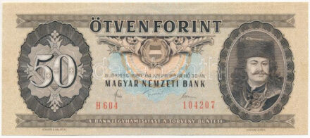 1980. 50Ft "H 604 104207" T:AU / Hungary 1980. 50 Forint "H 604 104207" C:AU Adamo F22, Krause 170.e