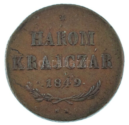 1849NB 3kr Cu T:XF,VF ph, lapkahiba / Hungary 1849NB 3 Kreuzer Cu C:XF,VF edge error, planchet error Adamo B2, Krause KM#434