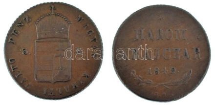 1849NB 3kr Cu csavaros kémpénzzé alakítva T:XF / Hungary 1849NB 3 Kreuzer Cu refurbished as spy coin C:XF Adamo B2, Krause KM#434