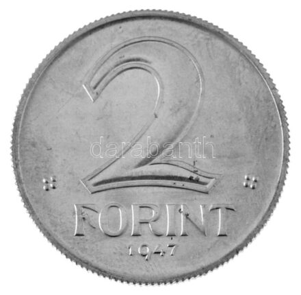 1947. 2Ft Al "Kossuth címer" Artex utánveret T:UNC,AU / Hungary 1947. 2 Forint Al "Kossuth coat of arms" Artex-restrike C:UNC,AU Adamo F7, Krause KM#533