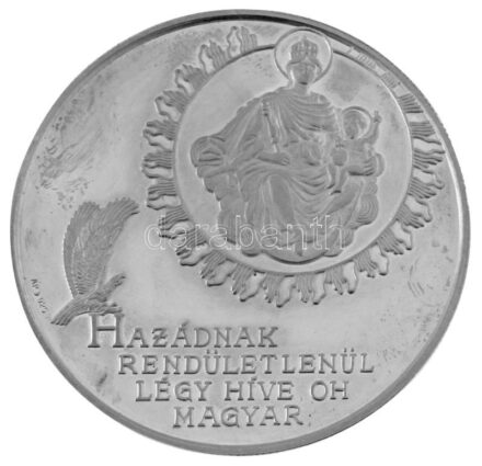 Bognár György (1944-) 1989. "Magyar Köztársaság 1956-1989. Október 23. / Hazádnak rendületlenül légy híve, oh magyar" kétoldalas jelzett Ag emlékérem kapszulában és díszdobozban, sorszámozott tanúsítvánnyal (155,52g/0.925/42,5mm) T:AU (PP)