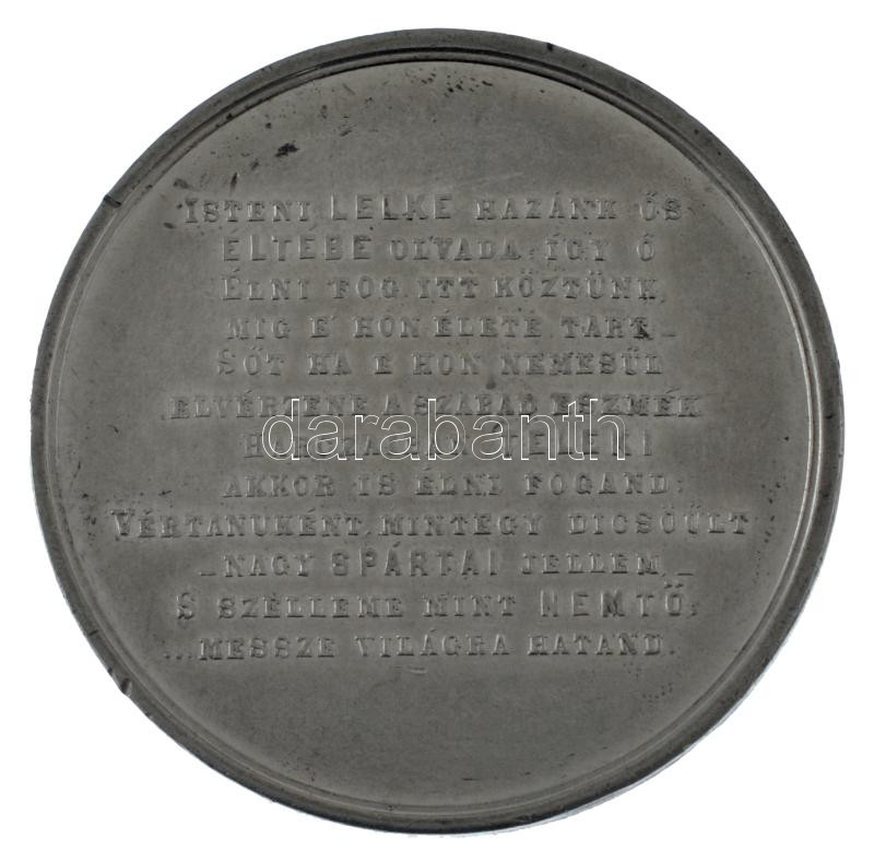 1861. "Széki Gróf Teleki László halála emlékéül. Szül: Február 11-én 1811 - Máj. 8-kán 1861" kétoldalas Sn emlékérem (50mm) T:XF ph, kis ü. - Image 2