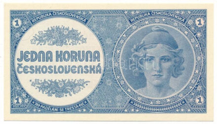 Csehszlovákia 1946. 1K T:UNC,AU apró sarokkopás / Czechoslovakia 1946. 1 Koruna C:UNC,AU tiny corner wear Krause 58