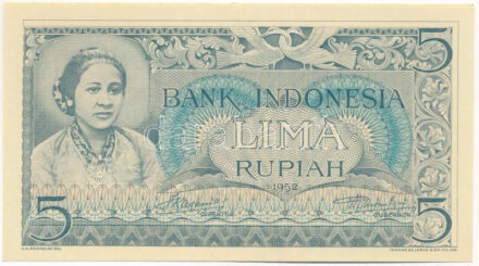 Indonézia 1952. 5R "5ECC62154" T:AU / Indonesia 1952. 5 Rupiah "5ECC62154" C:AU Krause 42.