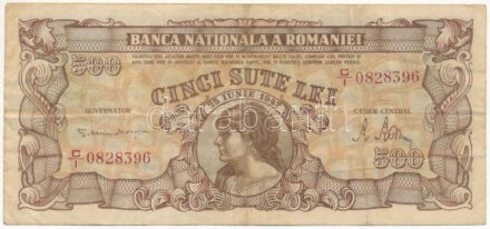 Románia 1947. 500L "C/I 0828396" T:F / Romania 1947. 500 Lei "C/I 0828396" C:F Krause 63.