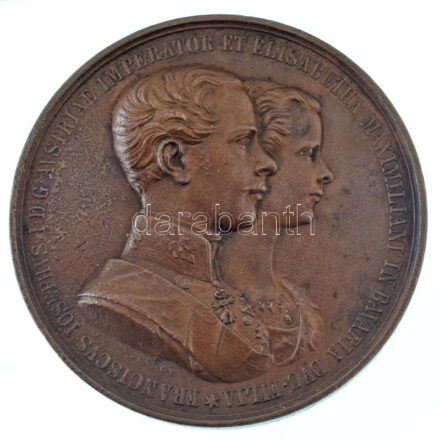 Ausztria 1854. "Ferenc József és Erzsébet Királyné jobbra néző portréja / Házasságkötés a bécsi udvari kápolnában" bronz emlékérem. Szign.: Konrad Lange (85,32g/56mm) T:XF anyaghiba, ph. / Austria 1854. "Franz Joseph and Queen Elisabeth bust to right / Wedding Ceremony in the Royal Chapel at Vienna - FRANCISCUS IOSEPHVS I D G AVSTRIAE IMPERATOR ET ELISABETHA MAXIMILIAN IN BAVARIA DVC FILIA / MATRIMONIO IVNCTI - VIND D XXIIII APRIL - MDCCCLIIII" bronze commemorative medallion. Sign.: Konrad Lange (85,32g/56mm) C:XF metal error, edge