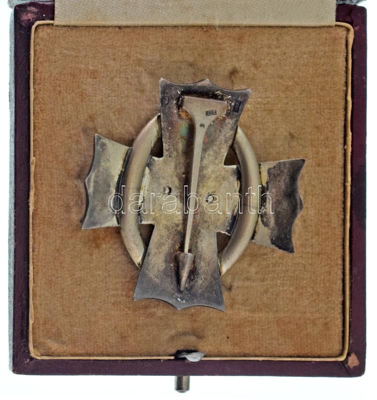 1916. "A Polgári Hadi Érdemkereszt III. osztálya" zománcozott, jelzett Ag kitüntetés, a hátlapon a tűn "R&F" jelzéssel, eredeti dísztokban (46x46mm) T:AU / Hungary 1916. "War Cross for Civil Merit, 3rd Class" enamelled, hallmarked Ag decoration, with "R&F" maker's mark on the on the needle, in original case (46x46mm) C:AU NMK - Image 2