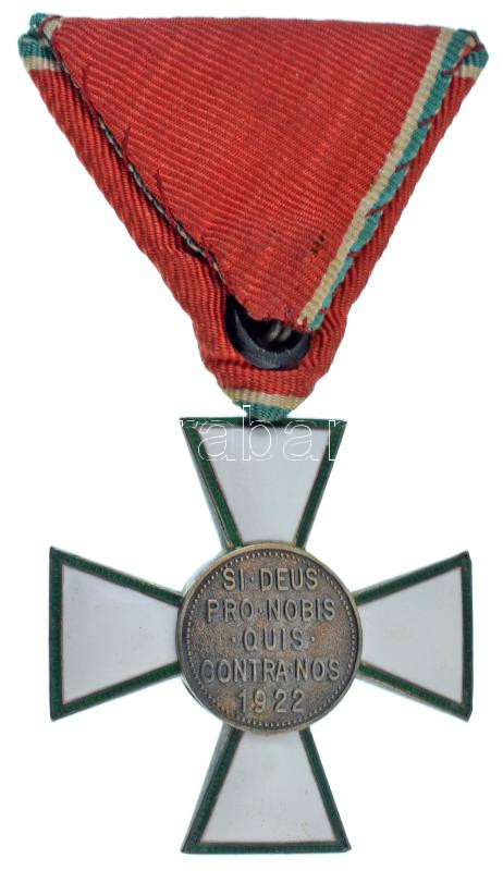 1939. "A Magyar Érdemrend lovagkeresztje hadiszalagon" zománcozott bronz kitüntetés eredeti mellszalagon T:XF zománchiba / Hungary 1939. "Hungarian Order of Merit, Knight's Cross on a war ribbon" enamelled bronze decoration with original ribbon C:XF enamel error NMK - Image 2
