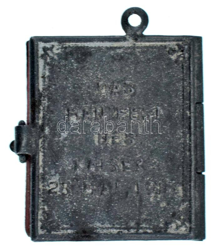 1915. Ferenc József : Népeimhez! A király szózata a nemzethez 1914. jul. 28 című minikönyv, ezüstözött dombornyomott fém kötésben, német nyelvű "AN MEINE VÖLKER / DAS MANIFEST DES KAISERS 28. JULI 1914" felirattal (25x21mm) T:AU - Image 2