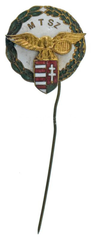 ~1930. "MTSZ (Magyar Tenisz Szövetség)" zománcozott bronz jelvény (20mm) T:AU / Hungary ~1930. "MTSZ (Hungarian Tennis Association)" enameled bronze badge (20mm) C:AU